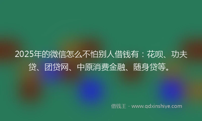 2025年的微信怎么不怕别人借钱有：花呗、功夫贷、团贷网、中原消费金融、随身贷等。