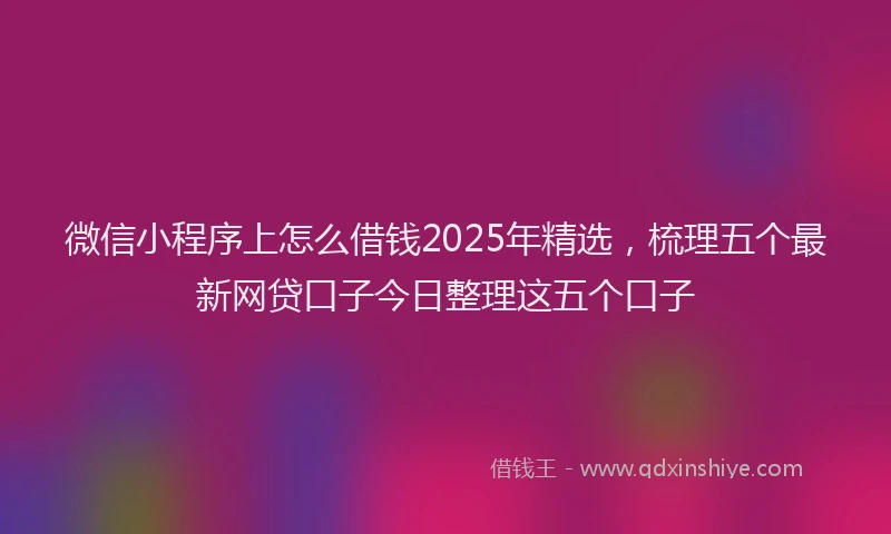微信小程序上怎么借钱2025年精选，梳理五个最新网贷口子今日整理这五个口子