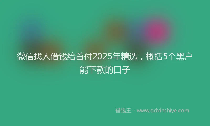微信找人借钱给首付2025年精选，概括5个黑户能下款的口子