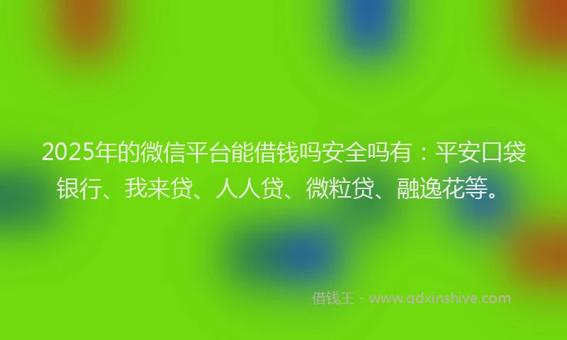 2025年的微信平台能借钱吗安全吗有：平安口袋银行、我来贷、人人贷、微粒贷、融逸花等。