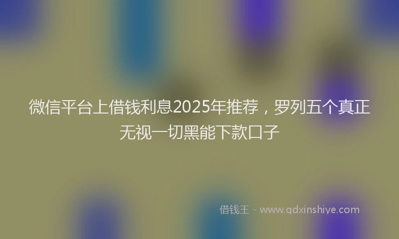 微信平台上借钱利息2025年推荐，罗列五个真正无视一切黑能下款口子