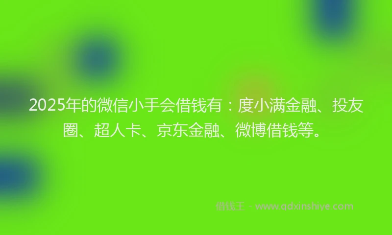 2025年的微信小手会借钱有：度小满金融、投友圈、超人卡、京东金融、微博借钱等。