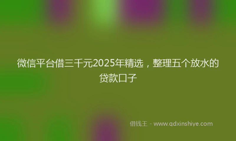 微信平台借三千元2025年精选，整理五个放水的贷款口子