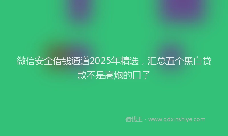 微信安全借钱通道2025年精选，汇总五个黑白贷款不是高炮的口子