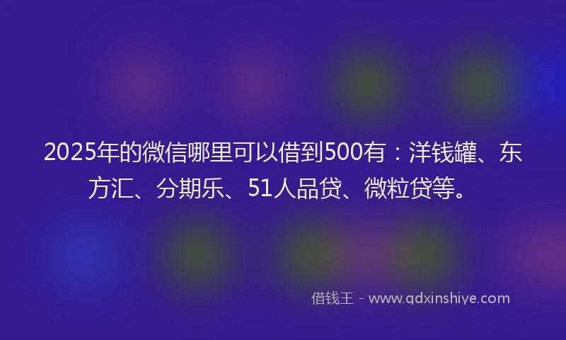 2025年的微信哪里可以借到500有：洋钱罐、东方汇、分期乐、51人品贷、微粒贷等。