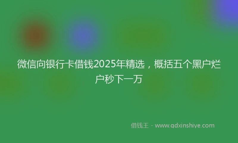 微信向银行卡借钱2025年精选，概括五个黑户烂户秒下一万