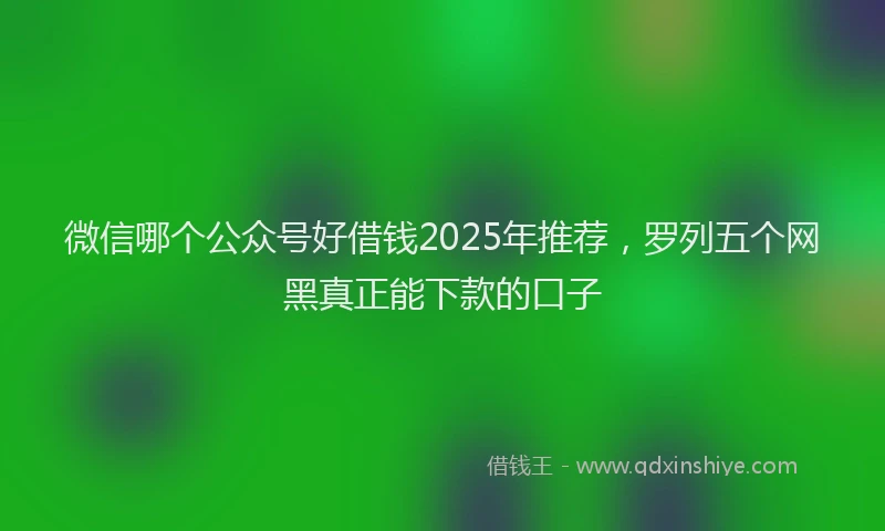 微信哪个公众号好借钱2025年推荐，罗列五个网黑真正能下款的口子