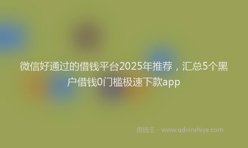 微信好通过的借钱平台2025年推荐，汇总5个黑户借钱0门槛极速下款app