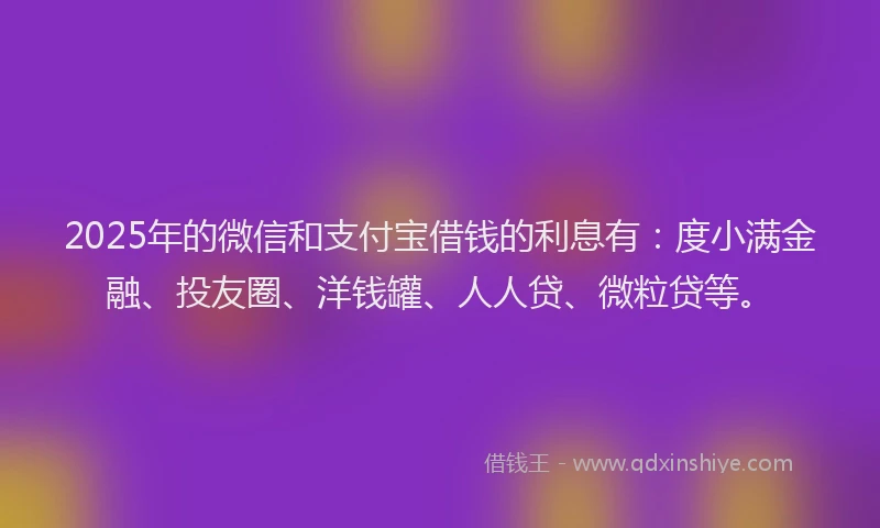 2025年的微信和支付宝借钱的利息有：度小满金融、投友圈、洋钱罐、人人贷、微粒贷等。