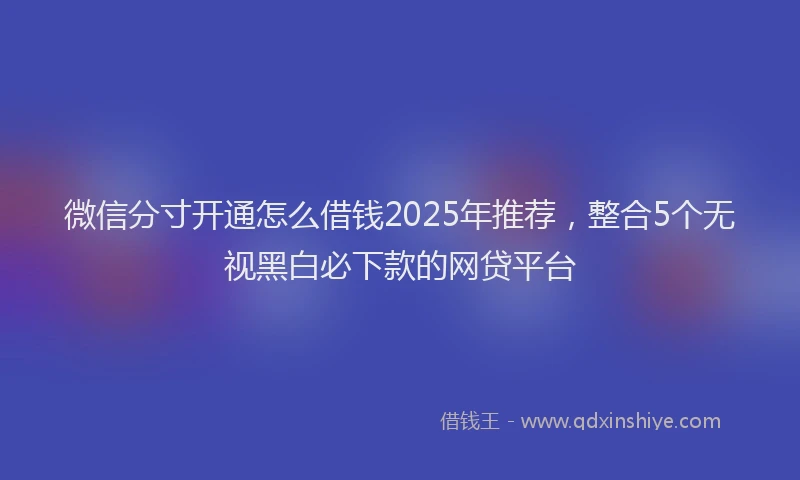 微信分寸开通怎么借钱2025年推荐，整合5个无视黑白必下款的网贷平台