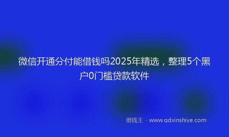 微信开通分付能借钱吗2025年精选，整理5个黑户0门槛贷款软件