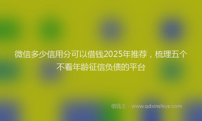 微信多少信用分可以借钱2025年推荐，梳理五个不看年龄征信负债的平台