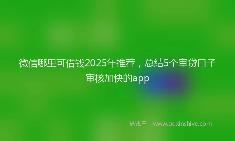 微信哪里可借钱2025年推荐，总结5个审贷口子审核加快的app