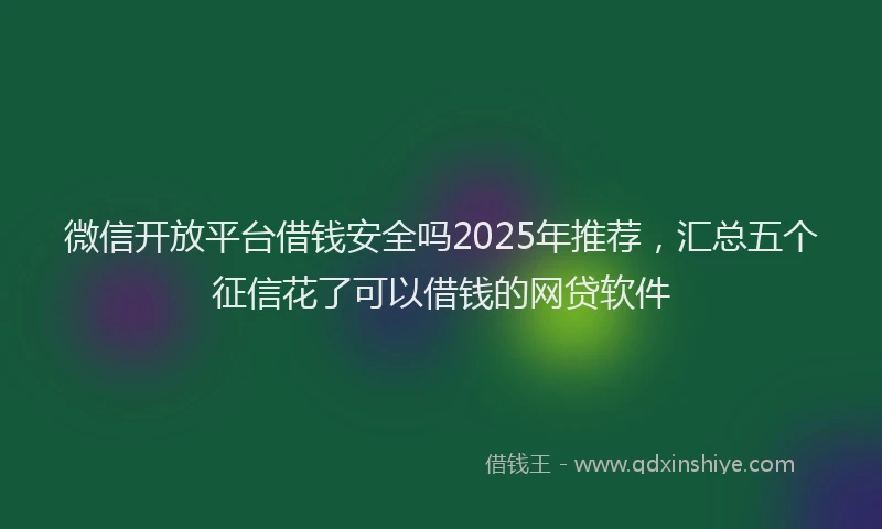 微信开放平台借钱安全吗2025年推荐，汇总五个征信花了可以借钱的网贷软件