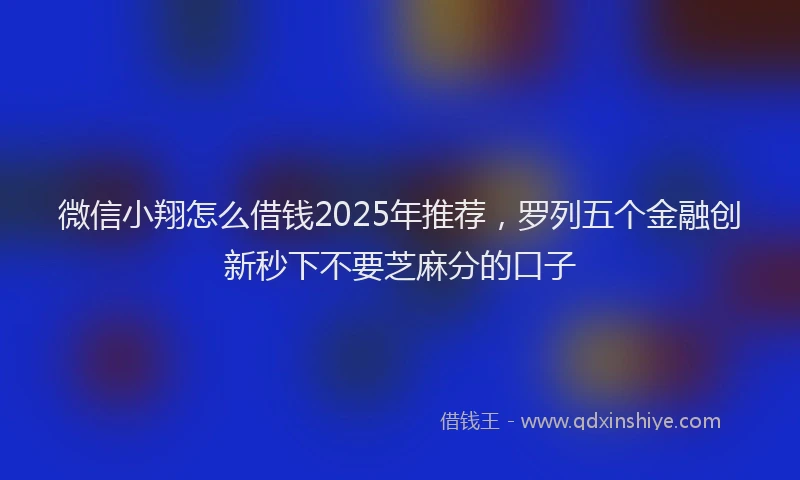 微信小翔怎么借钱2025年推荐，罗列五个金融创新秒下不要芝麻分的口子