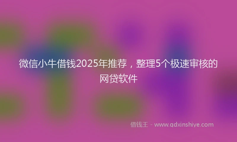 微信小牛借钱2025年推荐，整理5个极速审核的网贷软件