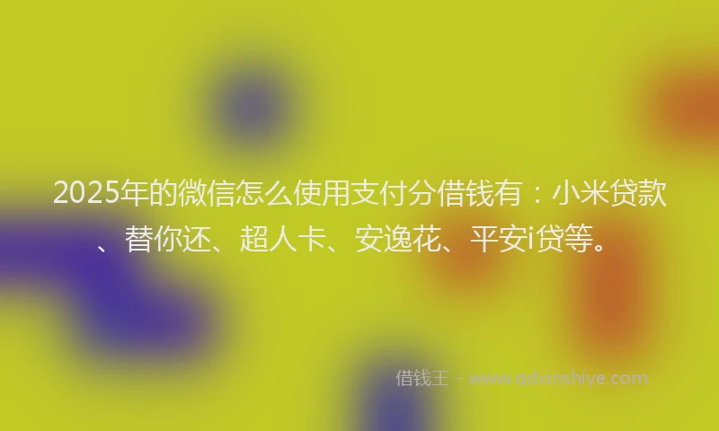 2025年的微信怎么使用支付分借钱有：小米贷款、替你还、超人卡、安逸花、平安i贷等。