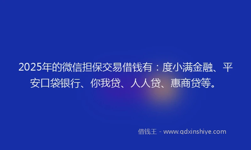 2025年的微信担保交易借钱有：度小满金融、平安口袋银行、你我贷、人人贷、惠商贷等。