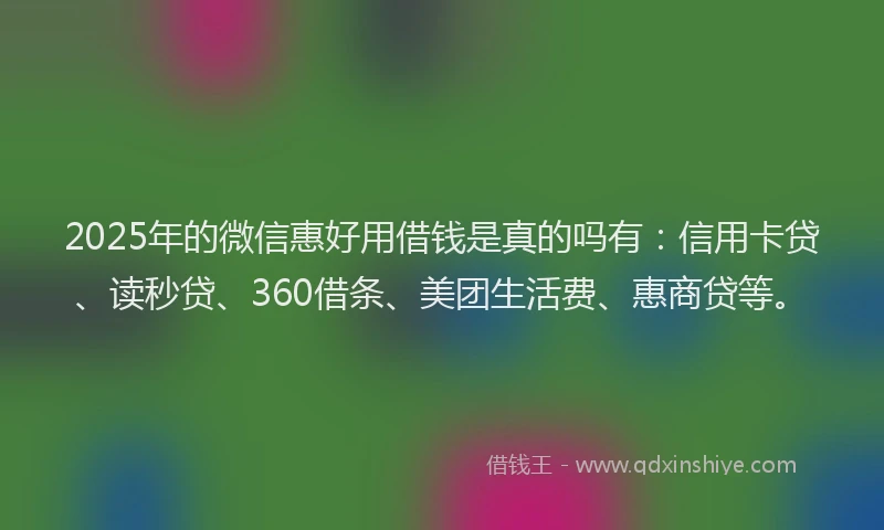 2025年的微信惠好用借钱是真的吗有：信用卡贷、读秒贷、360借条、美团生活费、惠商贷等。