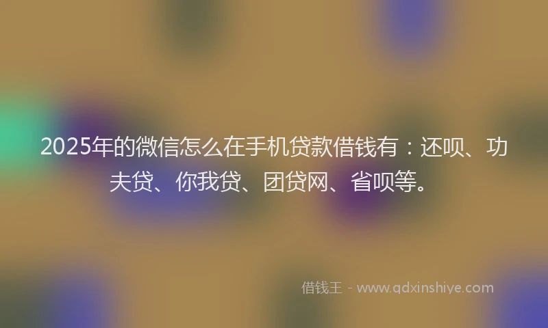 2025年的微信怎么在手机贷款借钱有：还呗、功夫贷、你我贷、团贷网、省呗等。