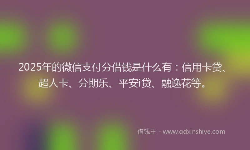 2025年的微信支付分借钱是什么有：信用卡贷、超人卡、分期乐、平安i贷、融逸花等。