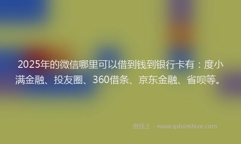 2025年的微信哪里可以借到钱到银行卡有：度小满金融、投友圈、360借条、京东金融、省呗等。