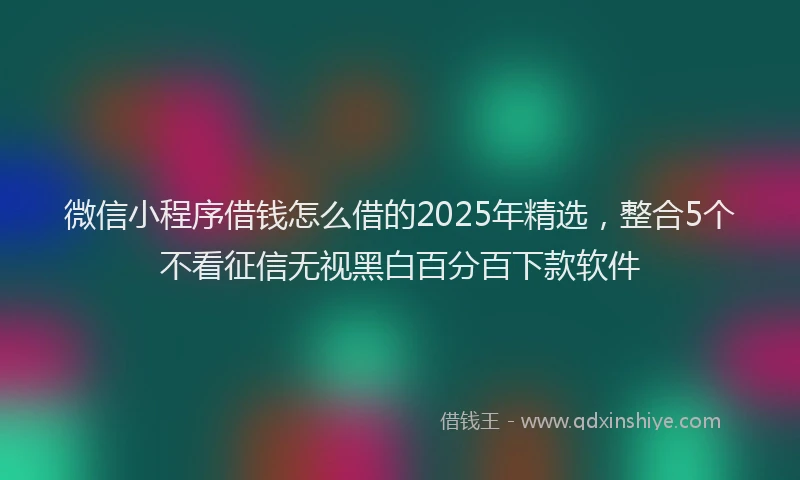 微信小程序借钱怎么借的2025年精选，整合5个不看征信无视黑白百分百下款软件