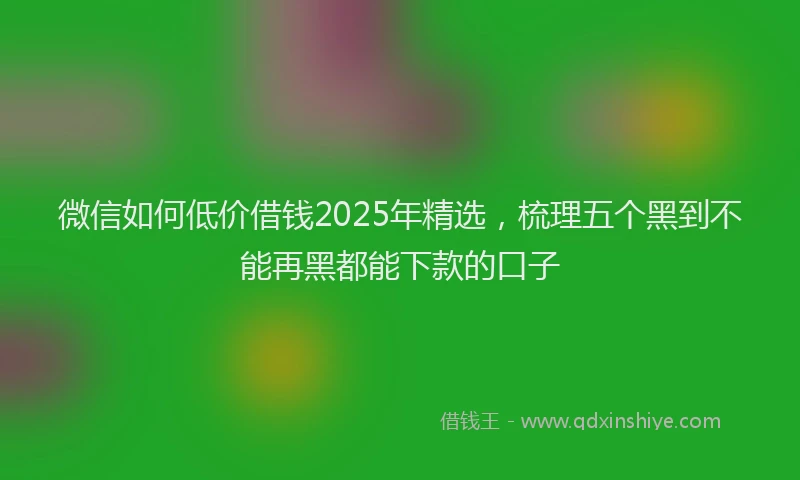 微信如何低价借钱2025年精选，梳理五个黑到不能再黑都能下款的口子