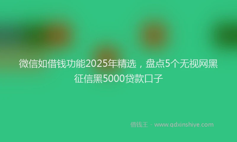 微信如借钱功能2025年精选，盘点5个无视网黑征信黑5000贷款口子