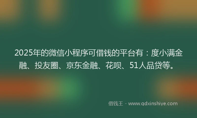 2025年的微信小程序可借钱的平台有：度小满金融、投友圈、京东金融、花呗、51人品贷等。