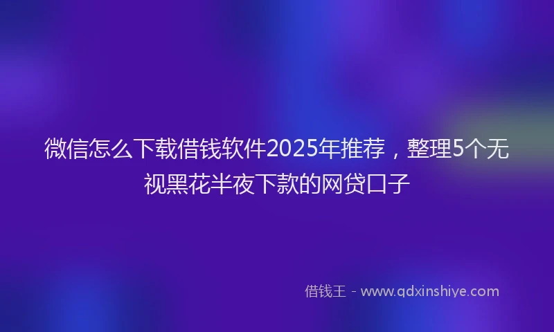 微信怎么下载借钱软件2025年推荐，整理5个无视黑花半夜下款的网贷口子