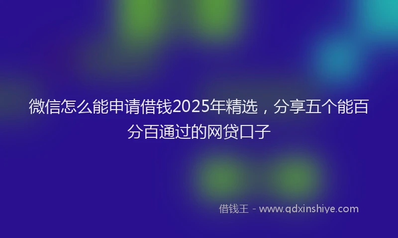 微信怎么能申请借钱2025年精选，分享五个能百分百通过的网贷口子