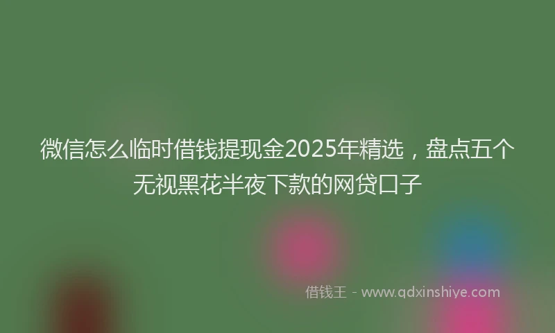 微信怎么临时借钱提现金2025年精选，盘点五个无视黑花半夜下款的网贷口子