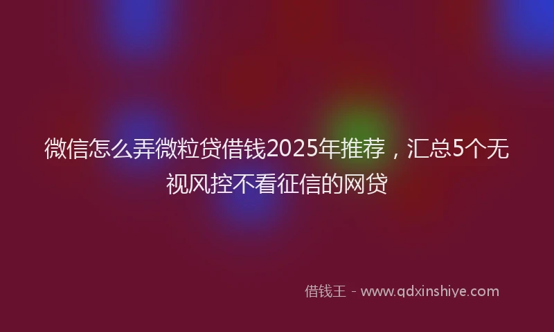 微信怎么弄微粒贷借钱2025年推荐，汇总5个无视风控不看征信的网贷