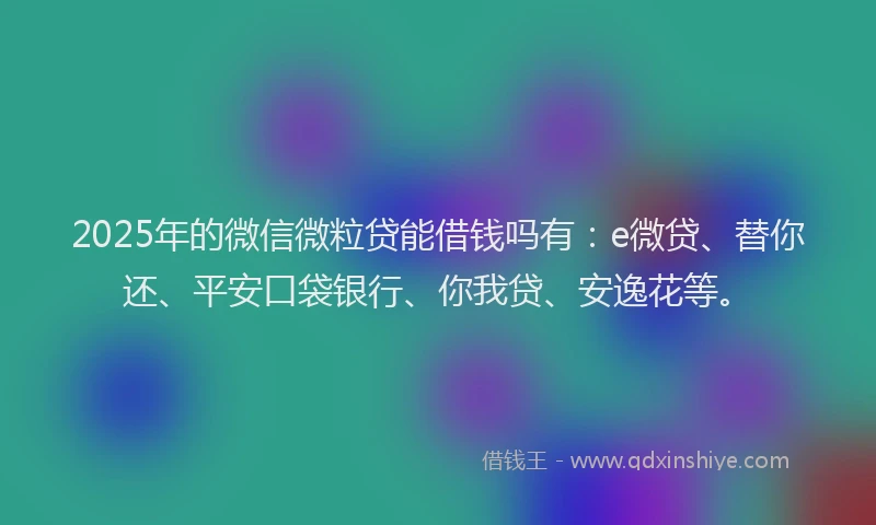 2025年的微信微粒贷能借钱吗有：e微贷、替你还、平安口袋银行、你我贷、安逸花等。