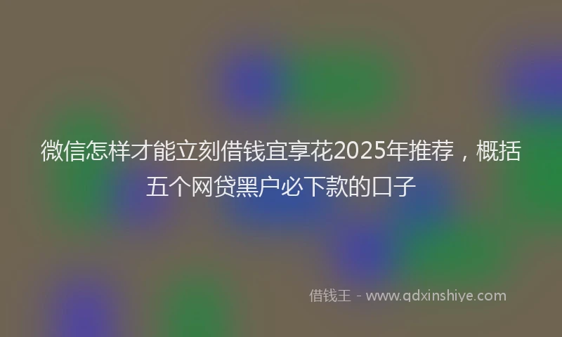 微信怎样才能立刻借钱宜享花2025年推荐，概括五个网贷黑户必下款的口子