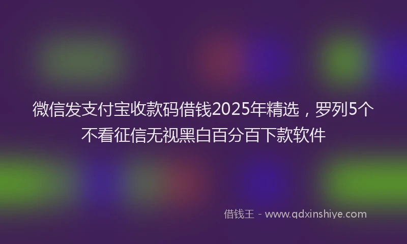 微信发支付宝收款码借钱2025年精选，罗列5个不看征信无视黑白百分百下款软件