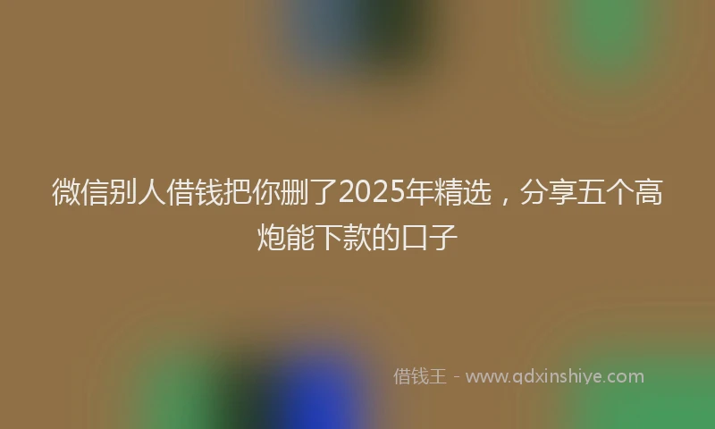 微信别人借钱把你删了2025年精选，分享五个高炮能下款的口子