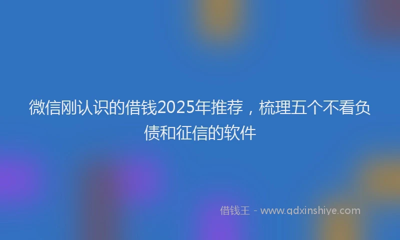 微信刚认识的借钱2025年推荐，梳理五个不看负债和征信的软件