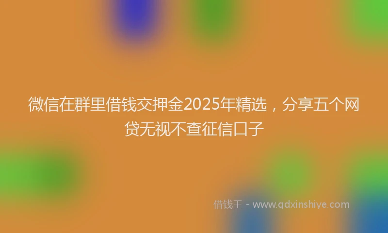微信在群里借钱交押金2025年精选，分享五个网贷无视不查征信口子