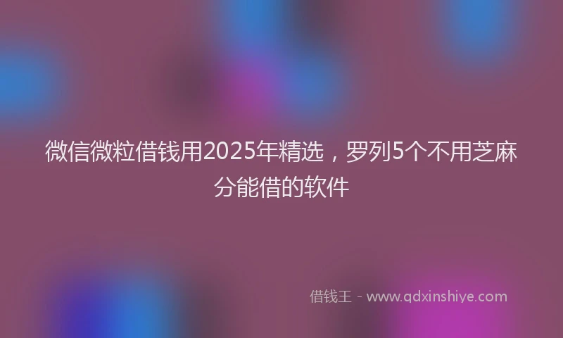 微信微粒借钱用2025年精选，罗列5个不用芝麻分能借的软件