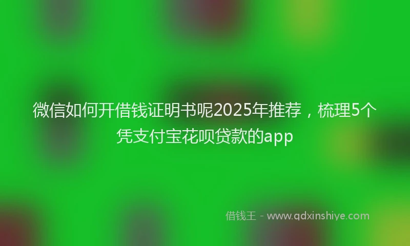 微信如何开借钱证明书呢2025年推荐，梳理5个凭支付宝花呗贷款的app