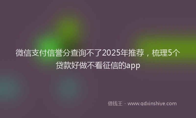 微信支付信誉分查询不了2025年推荐，梳理5个贷款好做不看征信的app