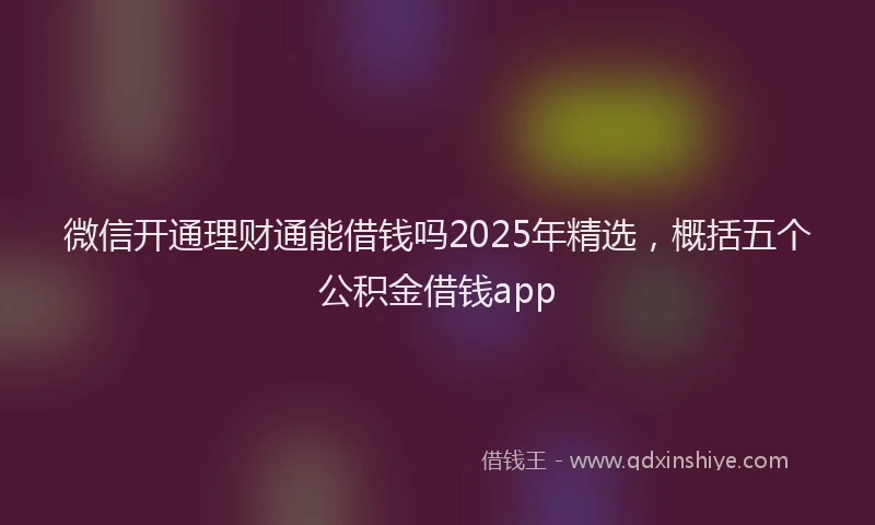微信开通理财通能借钱吗2025年精选，概括五个公积金借钱app