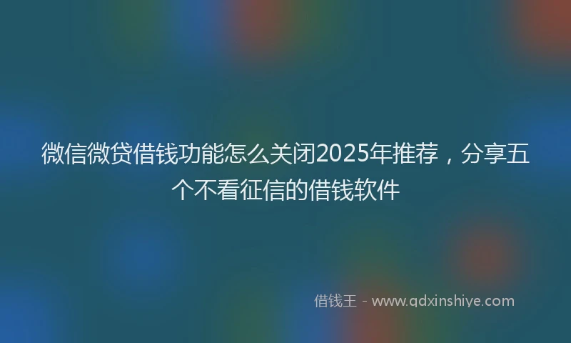 微信微贷借钱功能怎么关闭2025年推荐，分享五个不看征信的借钱软件