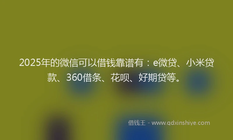 2025年的微信可以借钱靠谱有：e微贷、小米贷款、360借条、花呗、好期贷等。