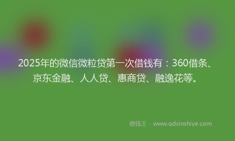 2025年的微信微粒贷第一次借钱有：360借条、京东金融、人人贷、惠商贷、融逸花等。