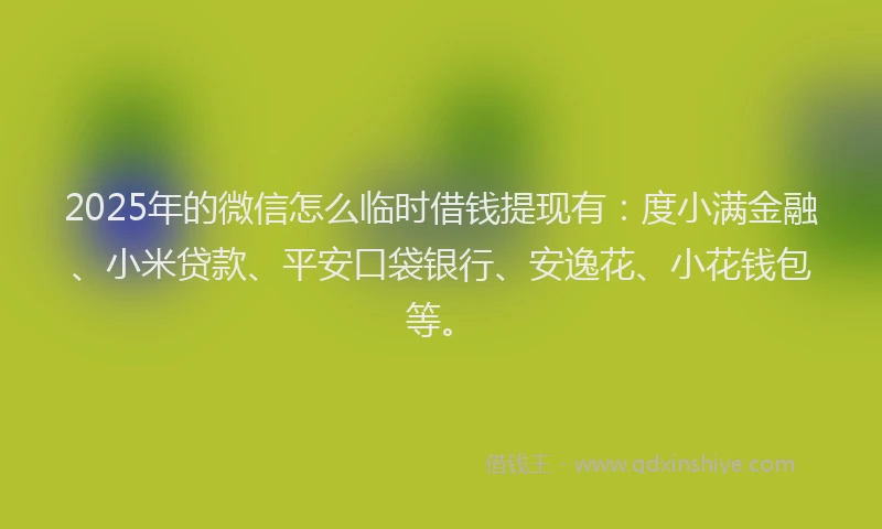 2025年的微信怎么临时借钱提现有：度小满金融、小米贷款、平安口袋银行、安逸花、小花钱包等。