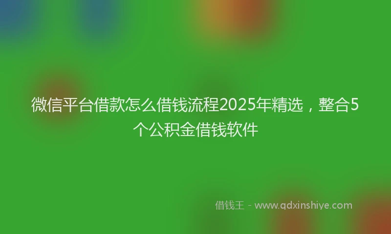 微信平台借款怎么借钱流程2025年精选，整合5个公积金借钱软件