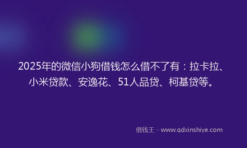 2025年的微信小狗借钱怎么借不了有：拉卡拉、小米贷款、安逸花、51人品贷、柯基贷等。